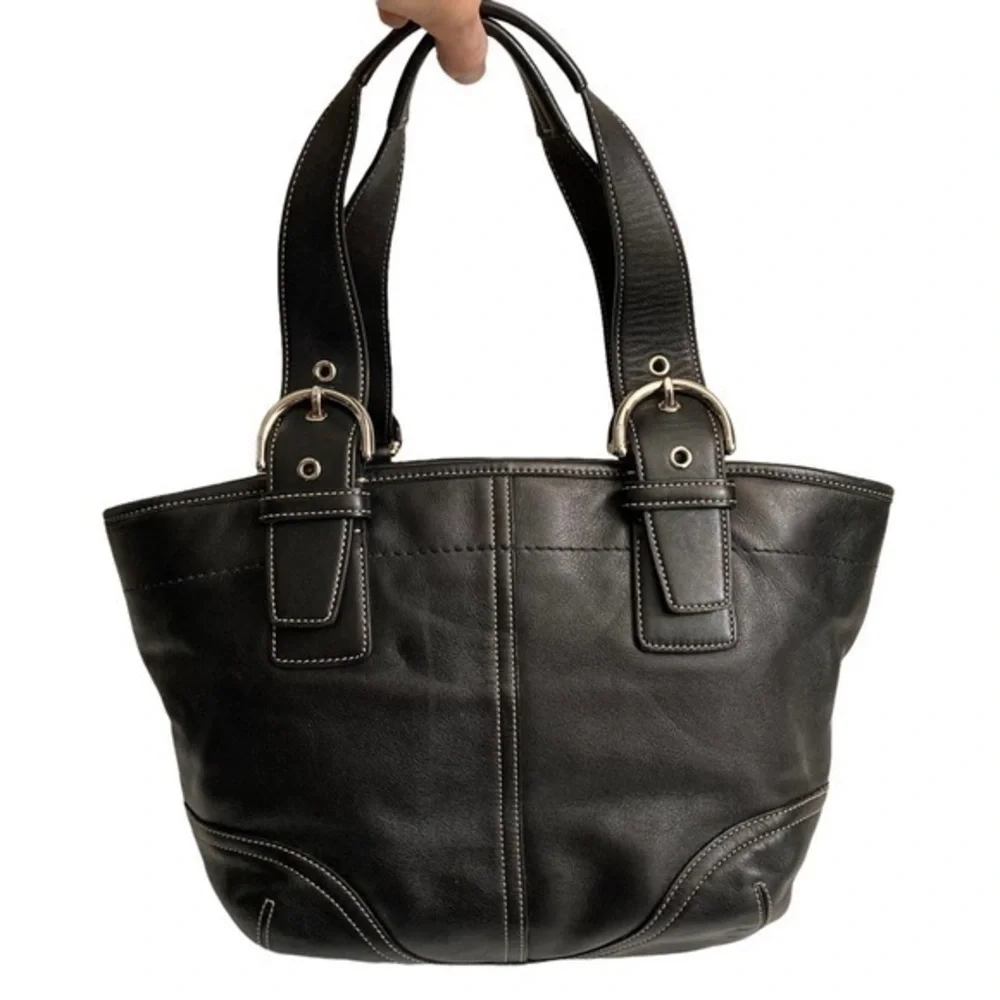 Coach vintage black leather soho tote bag - Picture 4 of 12